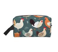 Borsa per il trucco stampata con amaca da spiaggia al tramonto di cocco per le donne da viaggio organizer per articoli da toeletta grande capacità borsa cosmetica con manico, Motivo pollo., Taglia