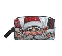 Borsa per il trucco stampata con amaca da spiaggia al tramonto di cocco per le donne da viaggio organizer per articoli da toeletta grande capacità borsa cosmetica con manico, Gnome di Babbo Natale