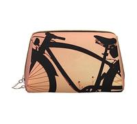 Borsa per il trucco stampata con bicicletta da strada, organizer da viaggio per pennelli cosmetici, custodia in pelle con cerniera, borsa da toilette per donne, bianca, taglia unica, bianco, Taglia