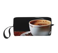 Borsa per il trucco stampata con caffè caldo con chicco di caffè semplice da viaggio borsa cosmetica impermeabile borsa da toilette organizer per donne mamme ragazze