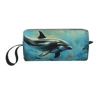Borsa per il trucco stampata con delfino marino semplice borsa cosmetica da viaggio impermeabile borsa cosmetica organizer per donne mamme ragazze