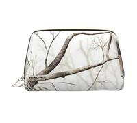 Borsa per il trucco stampata con drago giallo per le donne borsa da trucco in pelle portatile da viaggio con cerniera dorata borse cosmetiche organizer, Camuffamento Alberi Bianchi, One Size, Astuccio