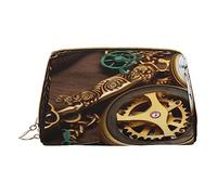 Borsa per il trucco stampata con orologi Steampunk, con chiavi e catene, organizer da viaggio per cosmetici, trousse in pelle con cerniera, borsa per articoli da toeletta da donna, colore bianco,
