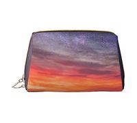 Borsa per il trucco stampata con paesaggio stellato notte stellata tramonto cielo borsa da viaggio organizer per pennelli cosmetici custodia in pelle custodia per trucco con cerniera borsa da toilette