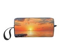 Borsa per il trucco stampata con paesaggio tramonto semplice borsa cosmetica da viaggio impermeabile custodia cosmetica borsa da toilette organizer per donne mamme ragazze