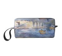 Borsa per il trucco stampata con pescatori sul lago da pesca semplice da viaggio borsa cosmetica impermeabile borsa da toilette organizer per donne mamme ragazze