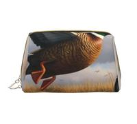 Borsa per il trucco stampata da caccia con anatre selvatiche volanti del lago per le donne borsa per il trucco in pelle portatile borsa da viaggio con cerniera borse cosmetiche organizer