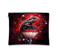 Borsa per il trucco stellata, borsa rossa celeste con cerniera per donne, piccola borsa da viaggio portatile in tela, organizer per la cura della pelle regalo estivo per l'indipendenza, Rosso, 7x9