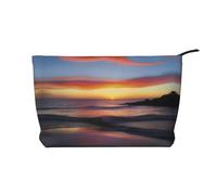 Borsa per il trucco Sunrise Bliss in velluto a coste con fodera robusta per viaggi e uso quotidiano
