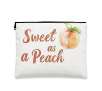 Borsa per il trucco Sweet Peach, graziosa pochette da viaggio per cosmetici alla frutta per donna, organizer portatile in tela con cerniera, borsa da toilette regalo per festival estivi 7x9 pollici