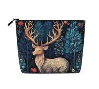 Borsa per il trucco Tibetan Antelope, grande capacità, da viaggio per donna, impermeabile, monostrato, in finta canapa, con cerniera, portatile