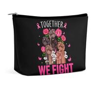 Borsa per il trucco Together We Fight Breast Cancer Awareness, borsa da viaggio in PU, impermeabile, con cerniera, per articoli da toeletta da donna, 6,8x5,9 pollici