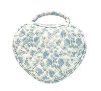 Borsa per il trucco trapuntata a forma di cuore, grande capacità, in cotone, con manico, per donne, ragazze, amanti dei regali per lo shopping, Stile E., 7.48 x 7.09 x 2.36 inches, Alla moda