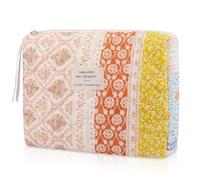 Borsa per il trucco trapuntata, borsa per cosmetici floreale da donna, graziosa borsa per il trucco in cotone, borsa organizer per articoli da toeletta da viaggio con fiori (motivo floreale codificato