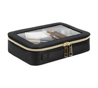 Borsa per il trucco trasparente, astuccio cosmetico multifunzionale, organizzatore cosmetico trasparente, borsa da viaggio impermeabile con chiusura lampo, Nero , vedi descrizione, Vedi descrizione
