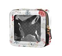 Borsa per il trucco trasparente con cane di Natale carino bianco cartone animato per borsa impermeabile da viaggio borsa da toilette organizer per trucco per volare