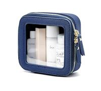 Borsa per il trucco trasparente con cerniera, piccola custodia per cosmetici da viaggio, blu navy, mini sacchetto per accessori per borsa, borsa essenziale per auto, organizer compatto e piccolo
