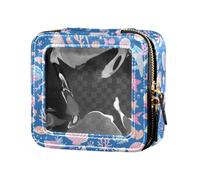 Borsa per il trucco trasparente con conchiglie e stelle marine di diverse forme e stelle marine per donne e ragazze, organizer per cosmetici per la cura della pelle, Grafico marino subacqueo, Taglia