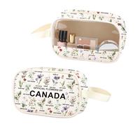 Borsa per il trucco trasparente con fiori del Canada, fiore provinciale del Canada, borsa cosmetica in pelle PU regalo con fiore canadese, Canada Fiore Pu, No