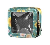 Borsa per il trucco trasparente con fiori di girasole e garofano piccola borsa per il trucco per borsa da viaggio impermeabile borsa organizer per smalto per unghie per volare