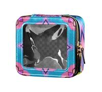 Borsa per il trucco trasparente con mandala floreale color pesca piccola borsa da toilette per cosmetici organizer da viaggio