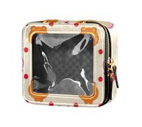 Borsa per il trucco trasparente con mostro arancione e rosa, per la cura della pelle, organizer per il trucco