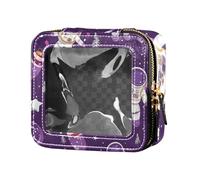 Borsa per il trucco trasparente con pianeta astronauta carino cartone animato carino bianco piccolo borse da toilette borse organizer in pelle per viaggi