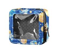Borsa per il trucco trasparente con pianeta spaziale blu fumetto astronauta piccola borsa per cosmetici da viaggio borsa cosmetica per volare