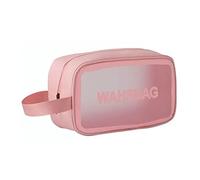 Borsa per il trucco trasparente, grande capacità, sacchetto cosmetico da viaggio impermeabile con manico per donna, Rosa 1300 ml