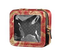 Borsa per il trucco trasparente impermeabile cinese con drago dorato per la cura della pelle borsa organizer per cosmetici per le donne