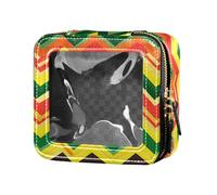 Borsa per il trucco trasparente impermeabile con grafico marino subacqueo per donne ragazze contenitori cosmetici da viaggio borsa da toeletta, Motivo a zigzag di colore giamaicano, Taglia unica