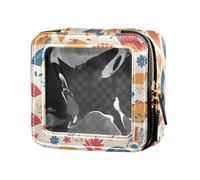 Borsa per il trucco trasparente impermeabile con grafico marino subacqueo per donne ragazze contenitori cosmetici da viaggio borsa da toeletta, Fan giapponesi svegli disegnati a mano, Taglia unica