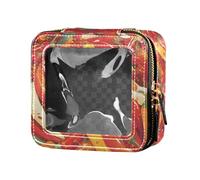 Borsa per il trucco trasparente impermeabile con texture glitterata rossa per borsa con cerniera per la cura della pelle contenitori cosmetici per le donne, Modello senza giunte di peperoncino