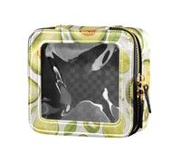 Borsa per il trucco trasparente impermeabile con texture glitterata rossa per borsa con cerniera per la cura della pelle contenitori cosmetici per le donne, Avocado divertente., Taglia unica