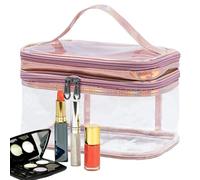 Borsa per il trucco trasparente - Sezione base a doppio ponte, spaziosa custodia da toilette a prova di fuoriuscite, portaoggetti da viaggio per cabina di in aereo, beauty case in PVC trasparente