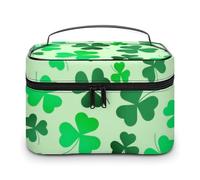 Borsa per il trucco verde trifoglio per donna, borsa cosmetica da viaggio, grande, impermeabile, per la cura della pelle, con manico, organizer per cosmetici, scatola per il trucco portatile per mat