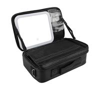 Borsa per il Trucco Viaggio, Borsa per Cosmetici Portatile Grande a 2 Livelli con Luci a LED, Tracolla Regolabile, Divisori Regolabili, Borsa per il Trucco Professionale in