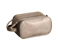Borsa per il trucco viaggio, grande capacità, borsa per il trucco, in pelle PU, borsa per cosmetici, doppia cerniera, pelle PU, porta trucco, borsa portatile, default