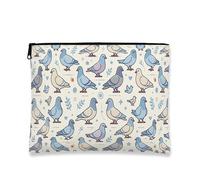 Borsa per il trucco vintage a forma di piccione, borsa da viaggio per cosmetici da donna, organizer portatile in tela con cerniera, borsa da toilette primaverile per la cura della pelle, Blu, 7x9 Inch