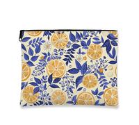 Borsa per il trucco vintage botanica, borse da viaggio per cosmetici floreali al limone per donna, piccola custodia portatile in tela con cerniera, organizer per articoli da toeletta per la cura dell