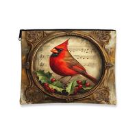 Borsa per il trucco vintage cardinale, borsa artistica da viaggio per cosmetici da donna, organizer portatile in tela con cerniera, borsa da toilette invernale per la cura della pelle, 17,8 x 22,9 cm