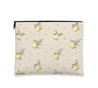 Borsa per il trucco vintage con campana, borsa da viaggio per cosmetici per le vacanze di Natale, piccola borsa portatile in tela con cerniera, borsa da toilette stagionale per la cura della pelle