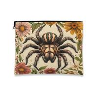 Borsa per il trucco vintage floreale, borsa da viaggio per cosmetici con design a ragno per donne, piccola borsa portatile in tela con cerniera, borsa da toilette per Halloween per la cura della pelle