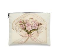 Borsa per il trucco vintage floreale, busta con fiori di pesca, borsa da viaggio per donne, organizer portatile in tela con cerniera, borsa da toilette primaverile per la cura della pelle, 17,8 x 22,9