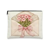 Borsa per il trucco vintage floreale, busta da viaggio con fiori di pesca, custodia da viaggio per donne, piccola custodia portatile con cerniera, organizer per articoli da toeletta primaverili per la