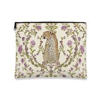 Borsa per il trucco vintage floreale, con stampa di ghepardo, borsa da viaggio per donne, piccola borsa portatile in tela con cerniera, borsa da toilette primaverile per la cura della pelle, Crema