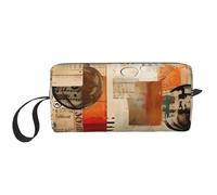 Borsa per il trucco vintage per giornali, resistente all'acqua, organizer da viaggio per articoli da toeletta per donne e uomini, custodia per cosmetici retrò con cerniera, piccola borsa per attrezzi