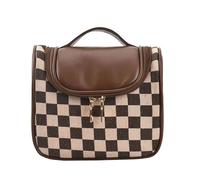 Borsa per il trucco vintage per le donne portatile retrò a scacchi organizzatore cosmetico stile patchwork cuscino sacchetto di immagazzinaggio per la cura della pelle borsa di immagazzinaggio di