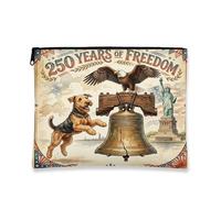 Borsa per il trucco vintage retrò, 250 anni di libertà, borsa da viaggio per donne, organizer portatile in tela con cerniera, borsa per la cura della pelle per il giorno dell'indipendenza, 17,8 x 22,9