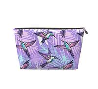Borsa per il trucco viola con colibrì astratto, trousse da viaggio per articoli da toeletta borsa per il trucco da donna, borsa per il trucco in pelle, graziosa borsa per il trucco, Oro, One Size